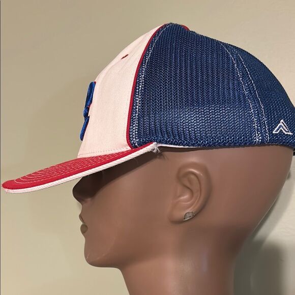 Red and Blue Baseball Cap with Embroidered E Logo - Picture 2 of 7